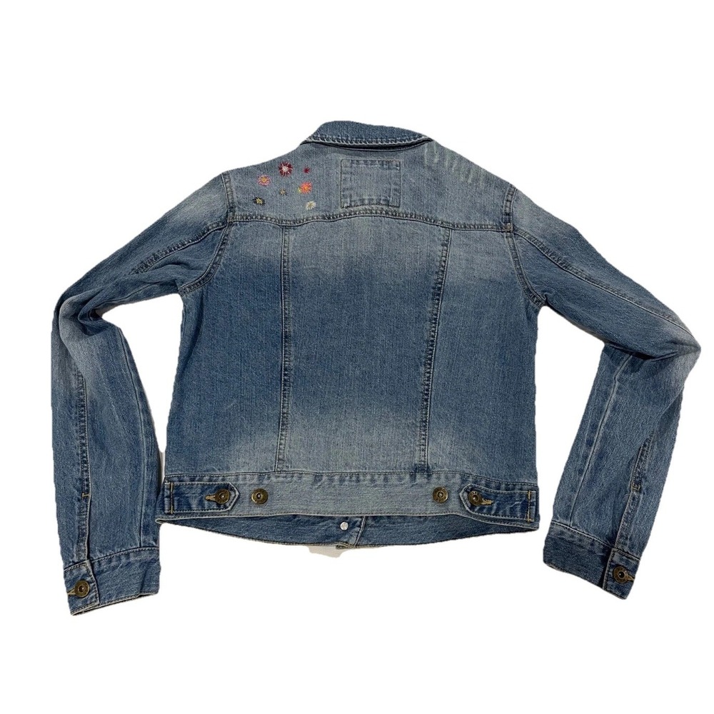 Mudd Distressed Denim Jacket Size Medium Stonewashed  100% Cotton Embroidered‎ - Picture 4 of 8